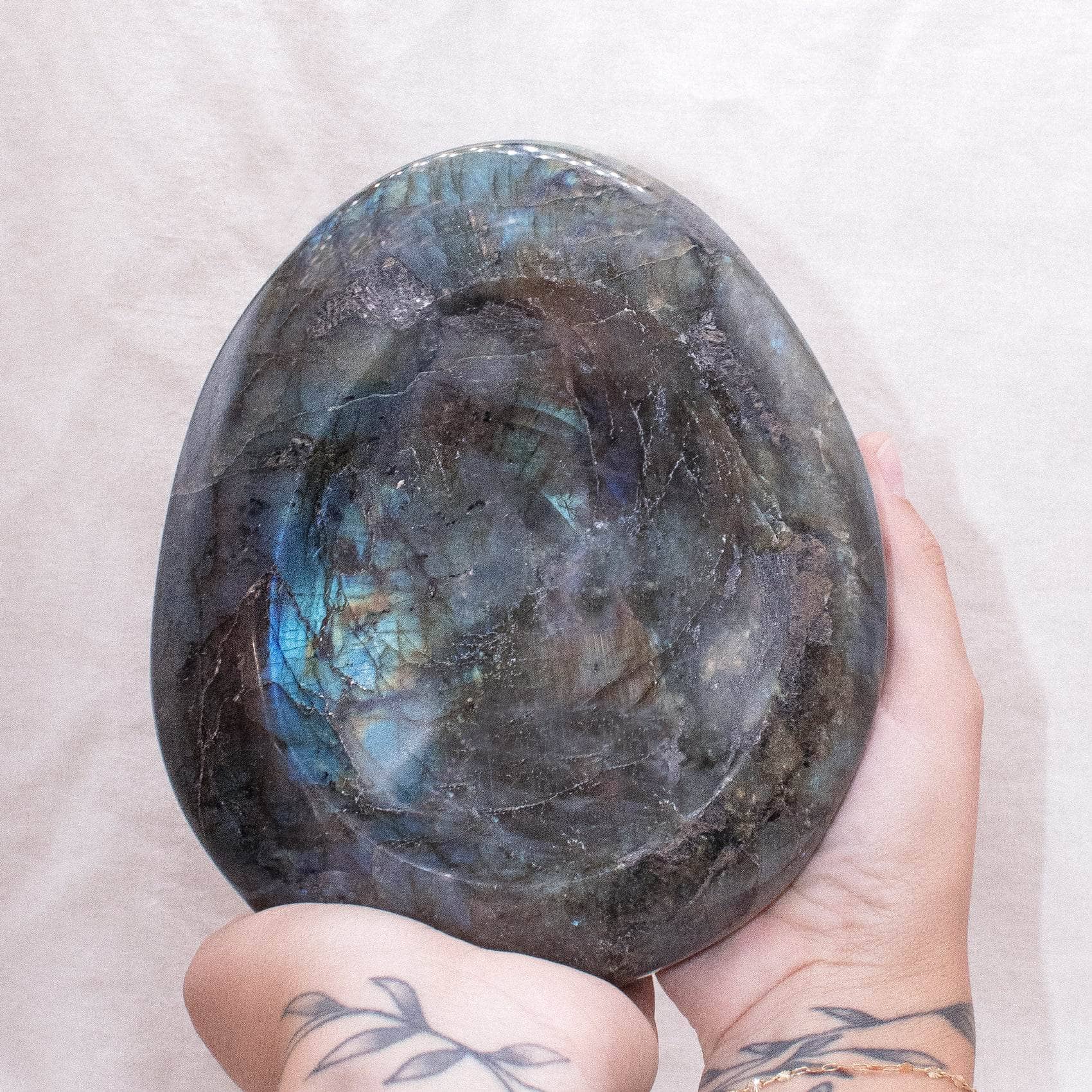Tiny Rituals - Wholesale Spiritual Stone/Crystal - Genuine Labradorite Blue Flame Bowl - 1 of a Kind8