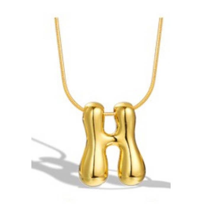 The Classy Cloth WS - Wholesale Pendant/Charm Necklace - Bubble Letter Initial Necklace - Gold RTS23