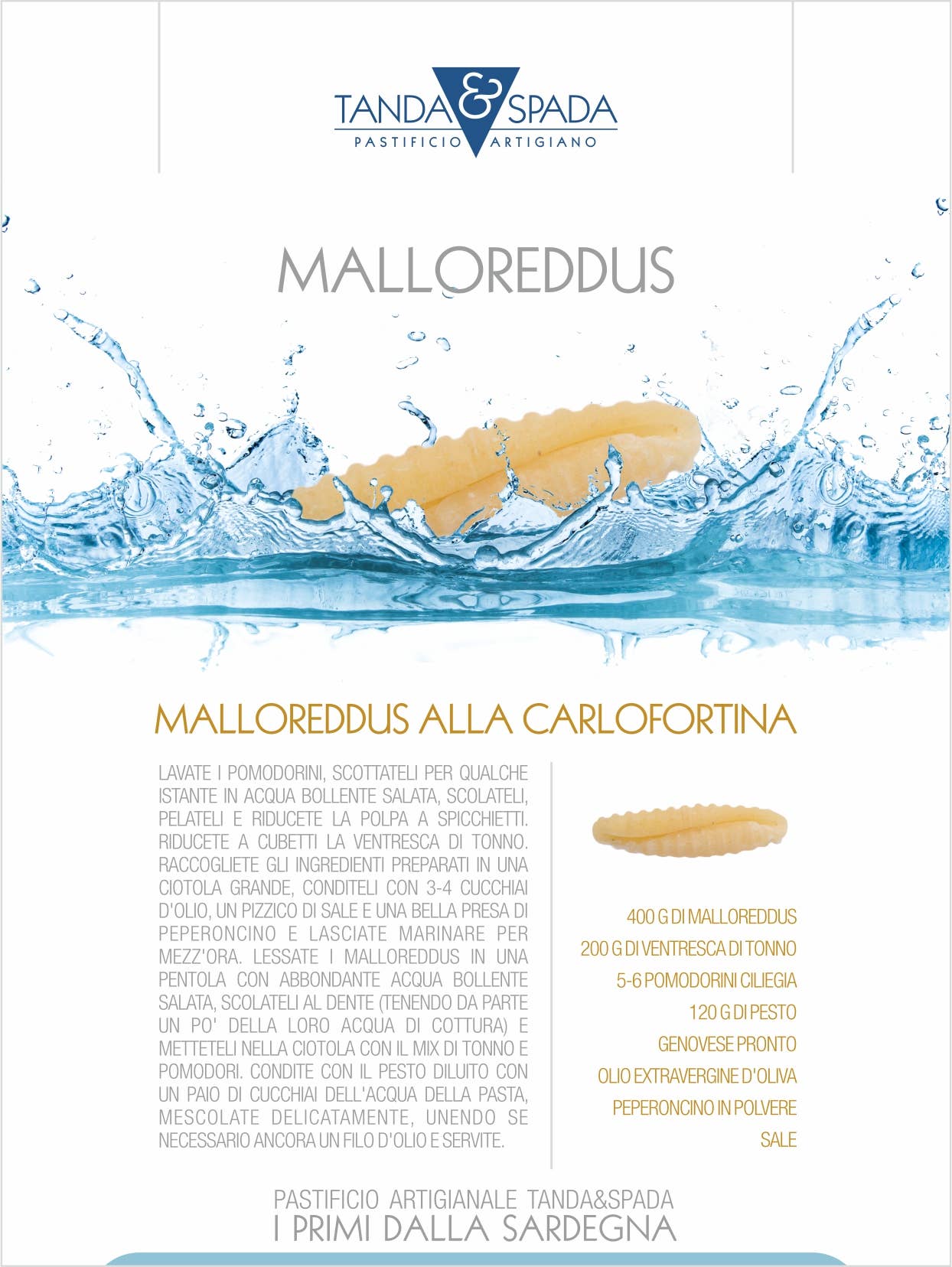 Pastificio Tanda e Spada - Venta al por mayor Pasta - Malloreddus sardos ecológicos - 500 g - Pasta de sémola orgánica7