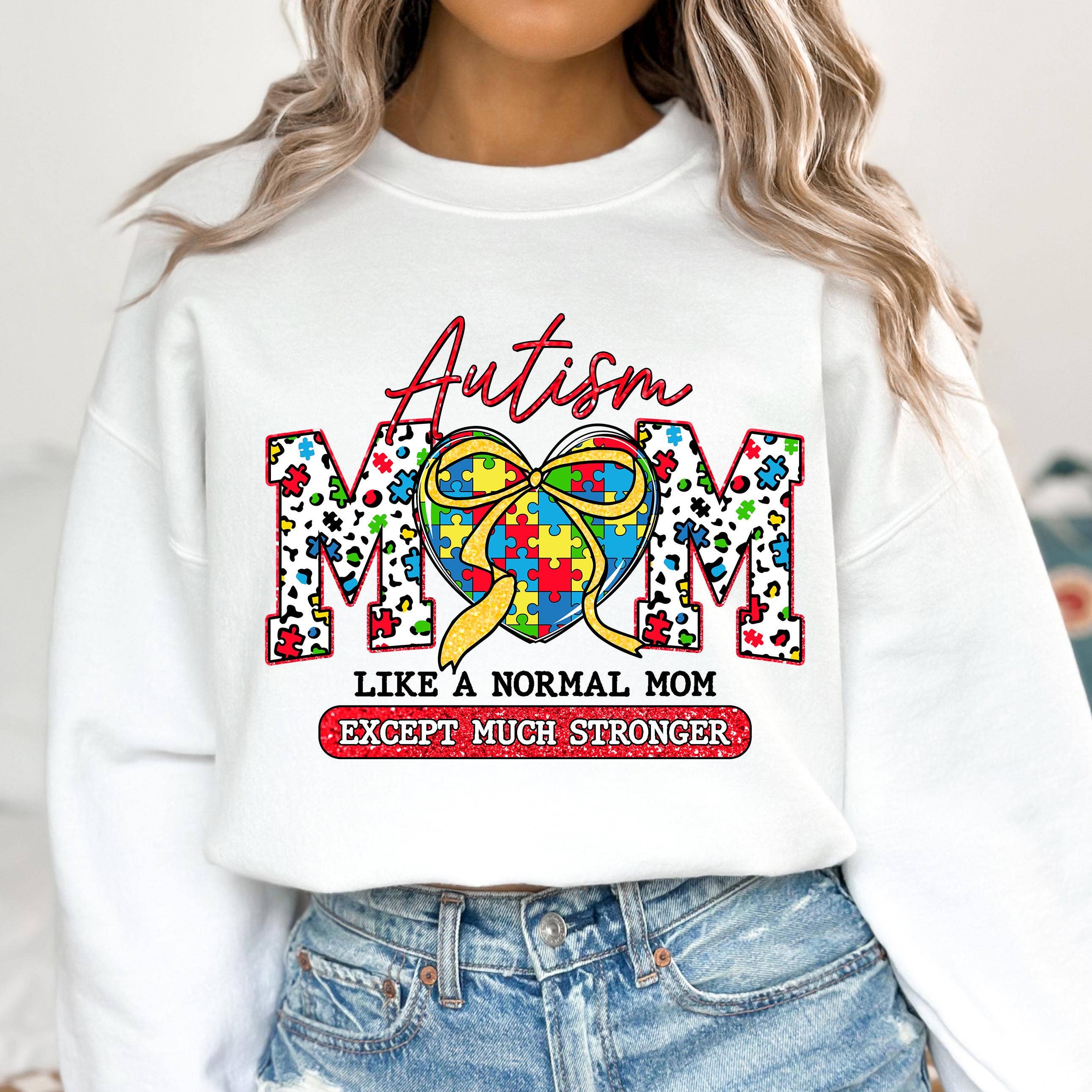 NVC Ecommerce LLC – Engroshandel Grafisk Sweatshirt - Dame – Retro Autisme Mor T-shirt, Autisme Hjerte Sweatshirt, Autisme Mama2