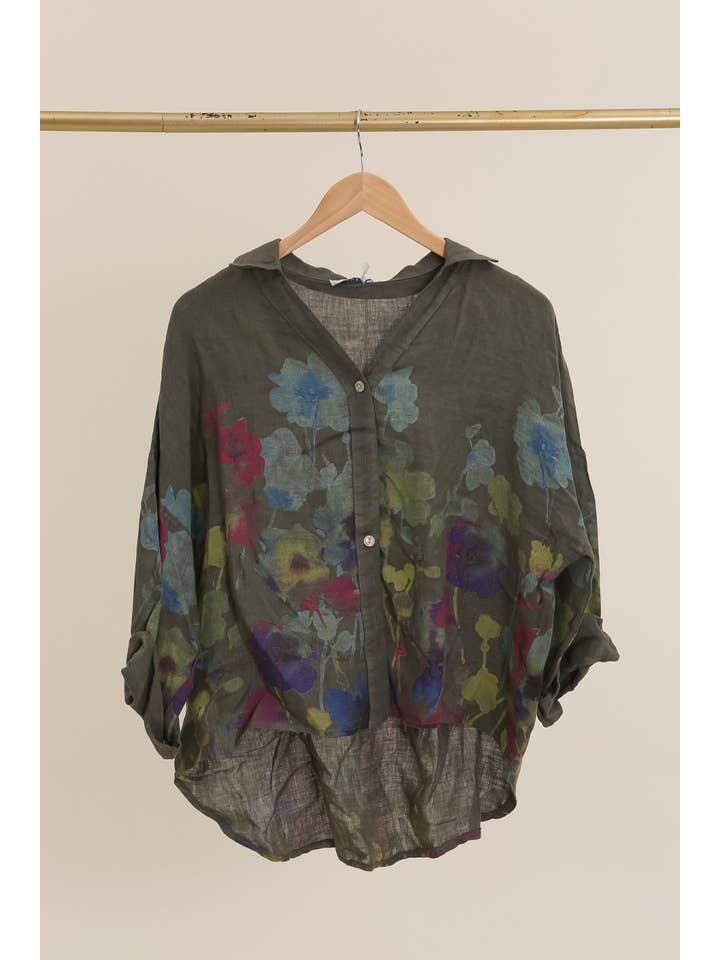 la maison des fibres naturelles – wholesale College/Baseball Jacket - Women’s – Floral print blouse 20984 100% linen9