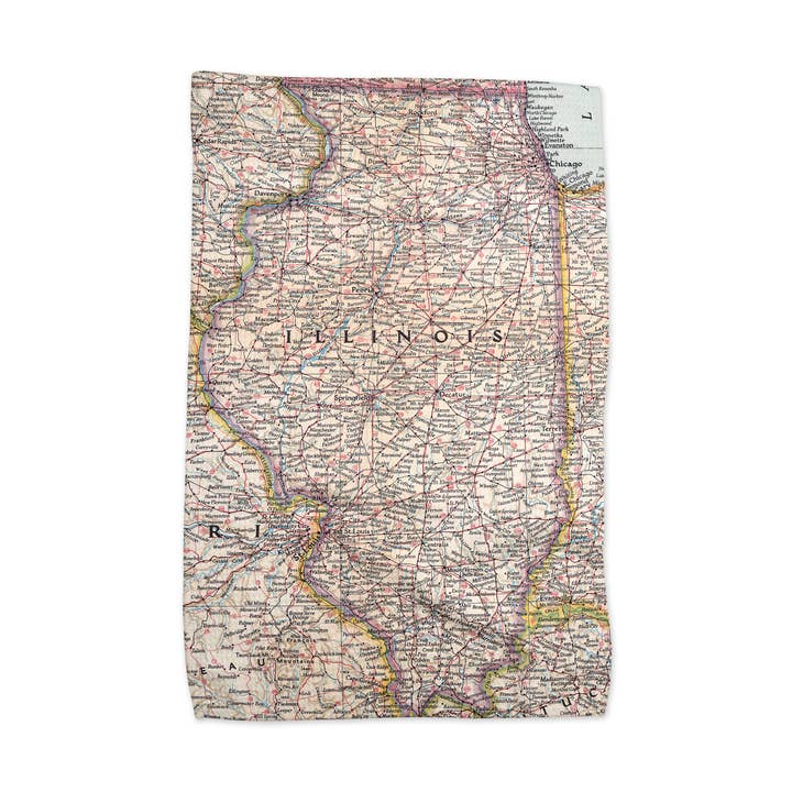 Illinois Map Waffle Weave Kitchen Towel Tea Towel for wholesale by Daisy Mae Designs