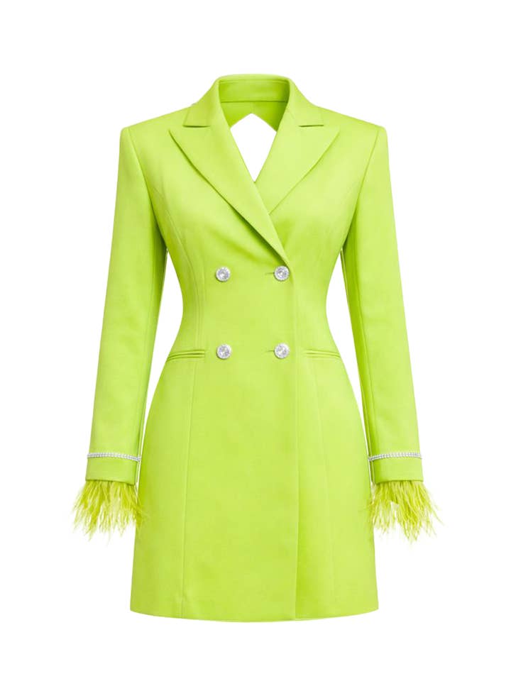 Gewebtes Blazerkleid mit Federbündchen und Rückenausschnitt für den Großhandel von RIVIR