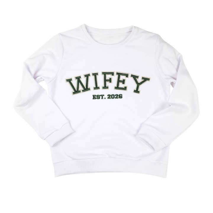 Puff Embroidery custom Wife sweatshirt varsity 3d font for wholesale by TeoBee