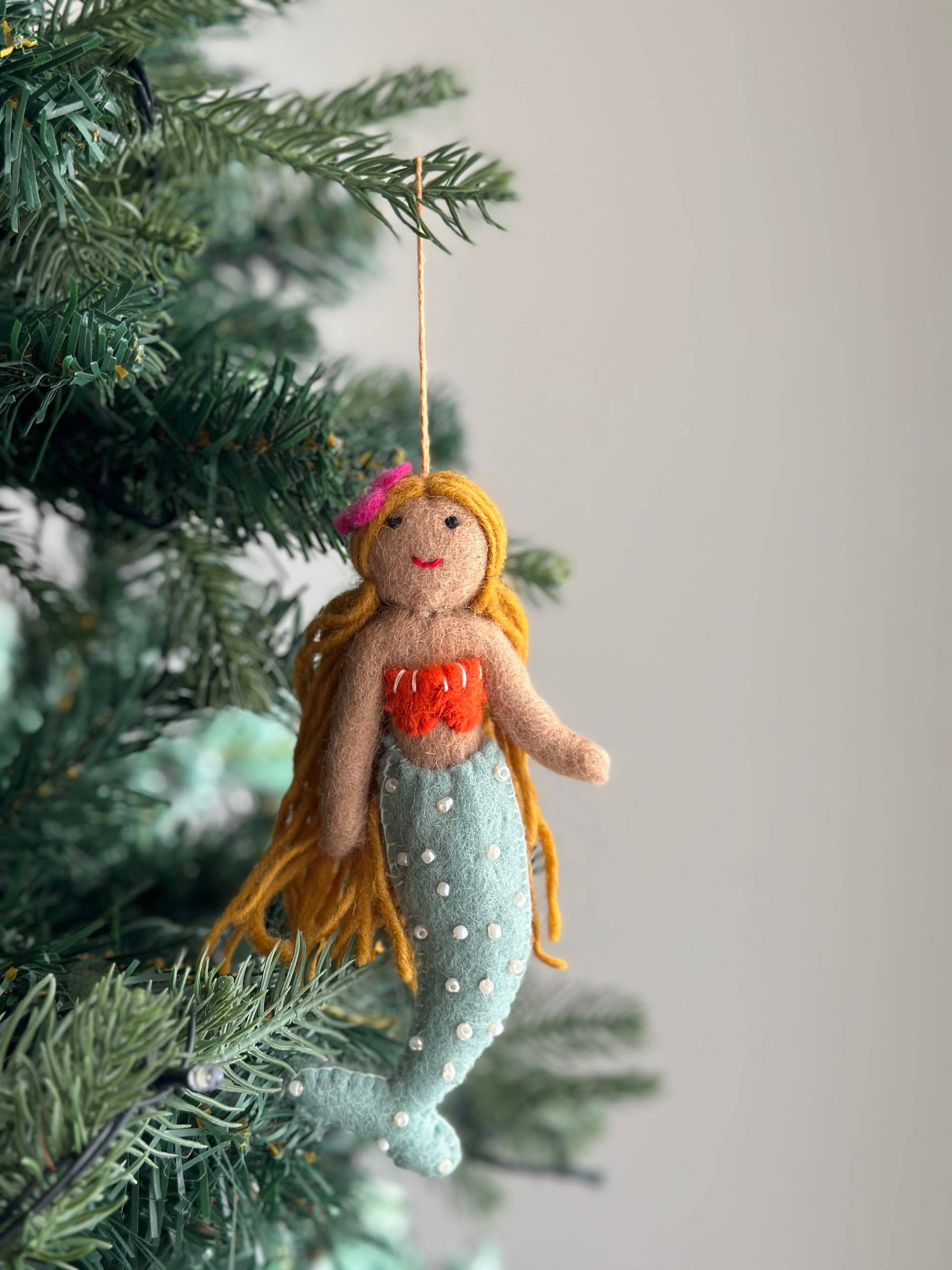 Ganapati - Wholesale Ornament - Felt Blond Mermaid Ornament4