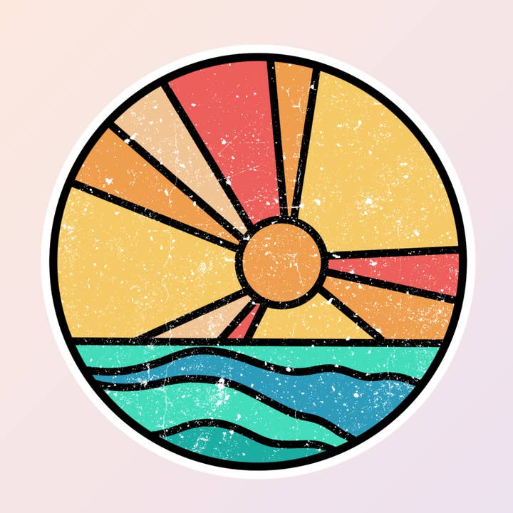 Retro Sunset Stickers, Aesthetic Quirky Stickers for wholesale by Sorry Not Sorry Co