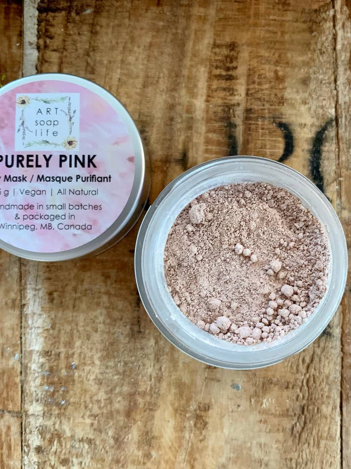 Purely Pink Clay Face Mask with organic rose petals 25g for wholesale by Art Soap Life