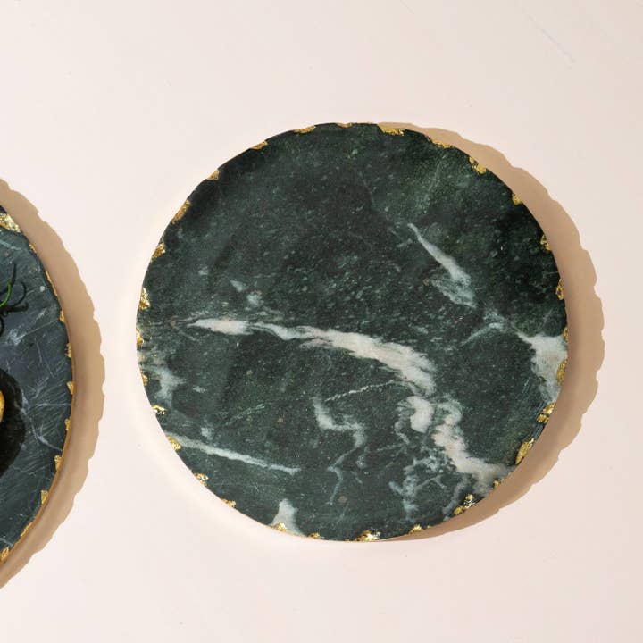 India Handicrafts Inc - Wholesale Trivet - Black Marble Trivet with Gold Edge