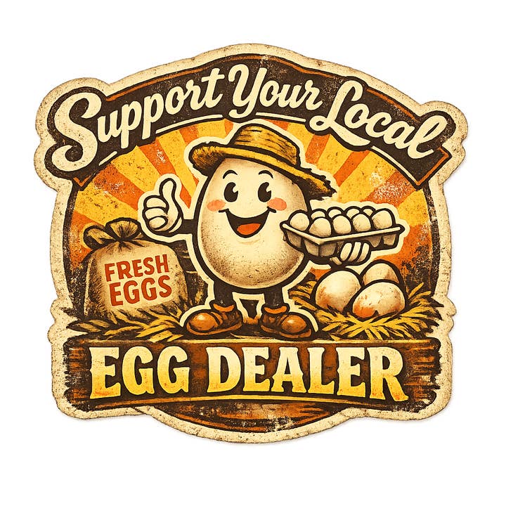 Egg Dealer Sticker 3" for wholesale by Christmas All Over