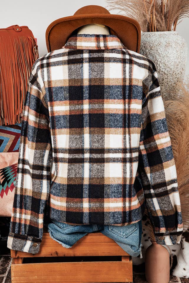 fashionworks - Wholesale Shirt Jacket/Shacket - Women's - Geometric Plaid Print Pocketed Shacket7