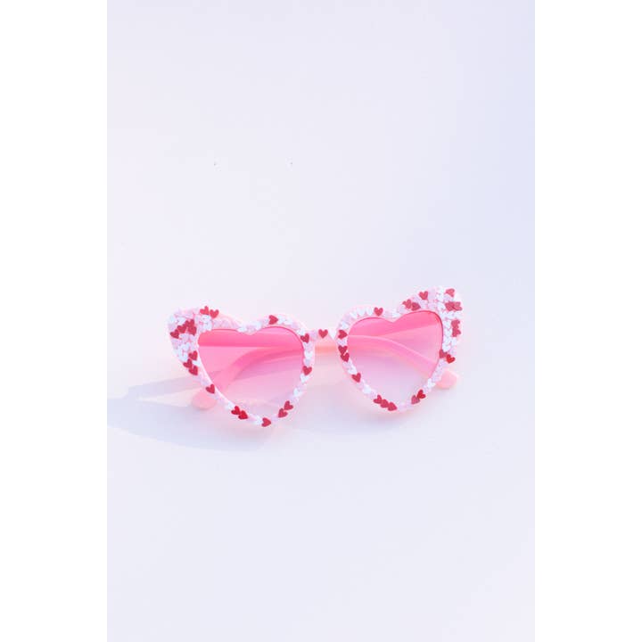 Space 46 Wholesale - Wholesale Sunglasses - Women's - Pink Party Confetti Heart Sunglasses