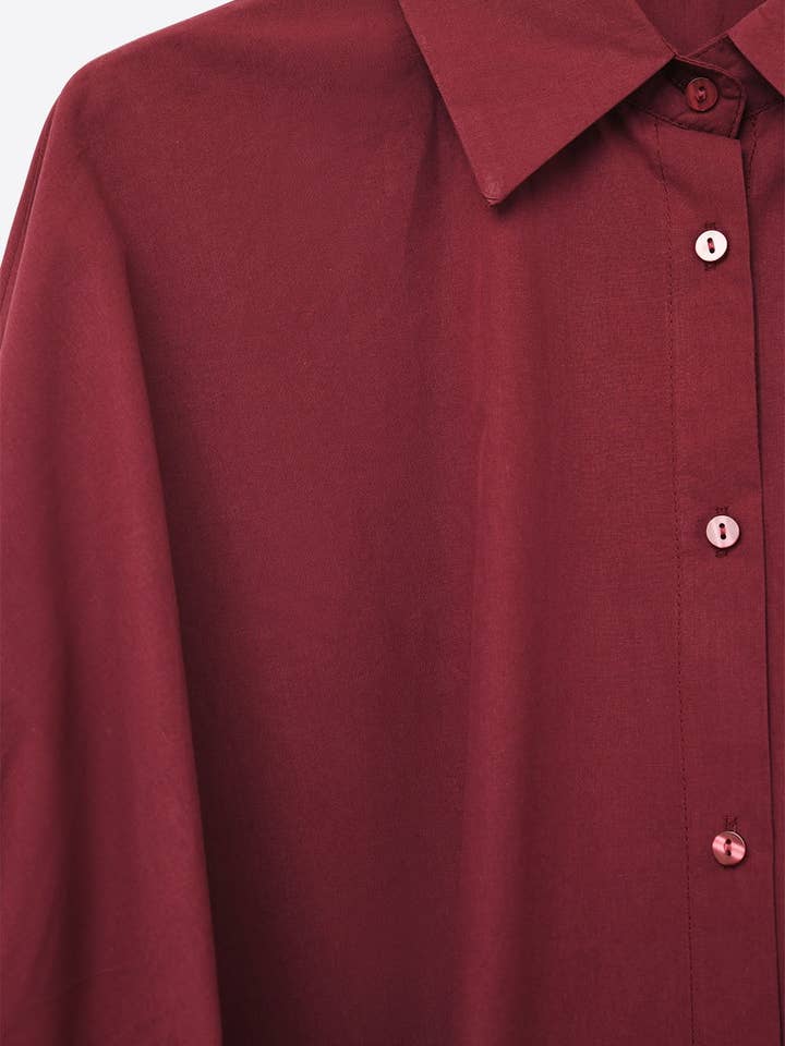 RED Burgundy Oversized Blouse with Short Sleeve for wholesale on Faire6