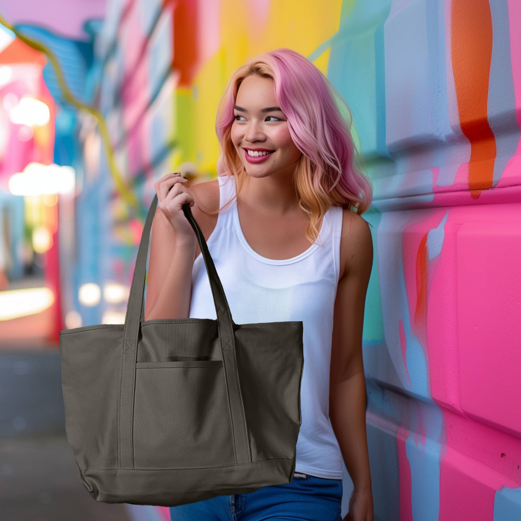 Dalix – Großhandel Tragetasche – Damen – Dalix 23" Deluxe 24 oz. Baumwoll-Canvas-Tragetasche mit Reißverschluss3