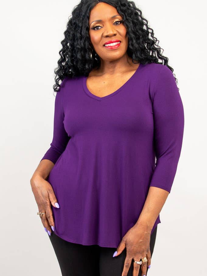 Jackie 3/4 Top, Royale, Bambù per la vendita all'ingrosso da parte di Blue Sky Clothing Co LLC