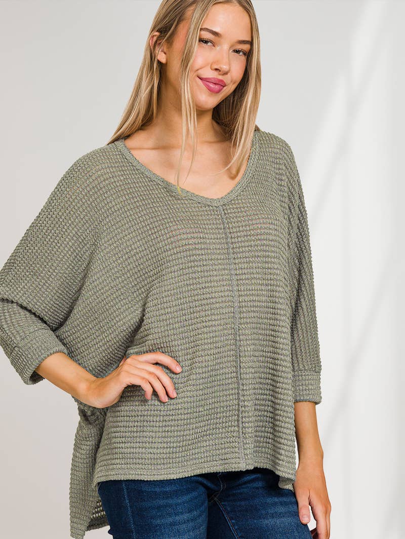 42POPS - Wholesale Knit Sweater - Women's - `.V Neck Hi Low Hem Jacquard Sweater7