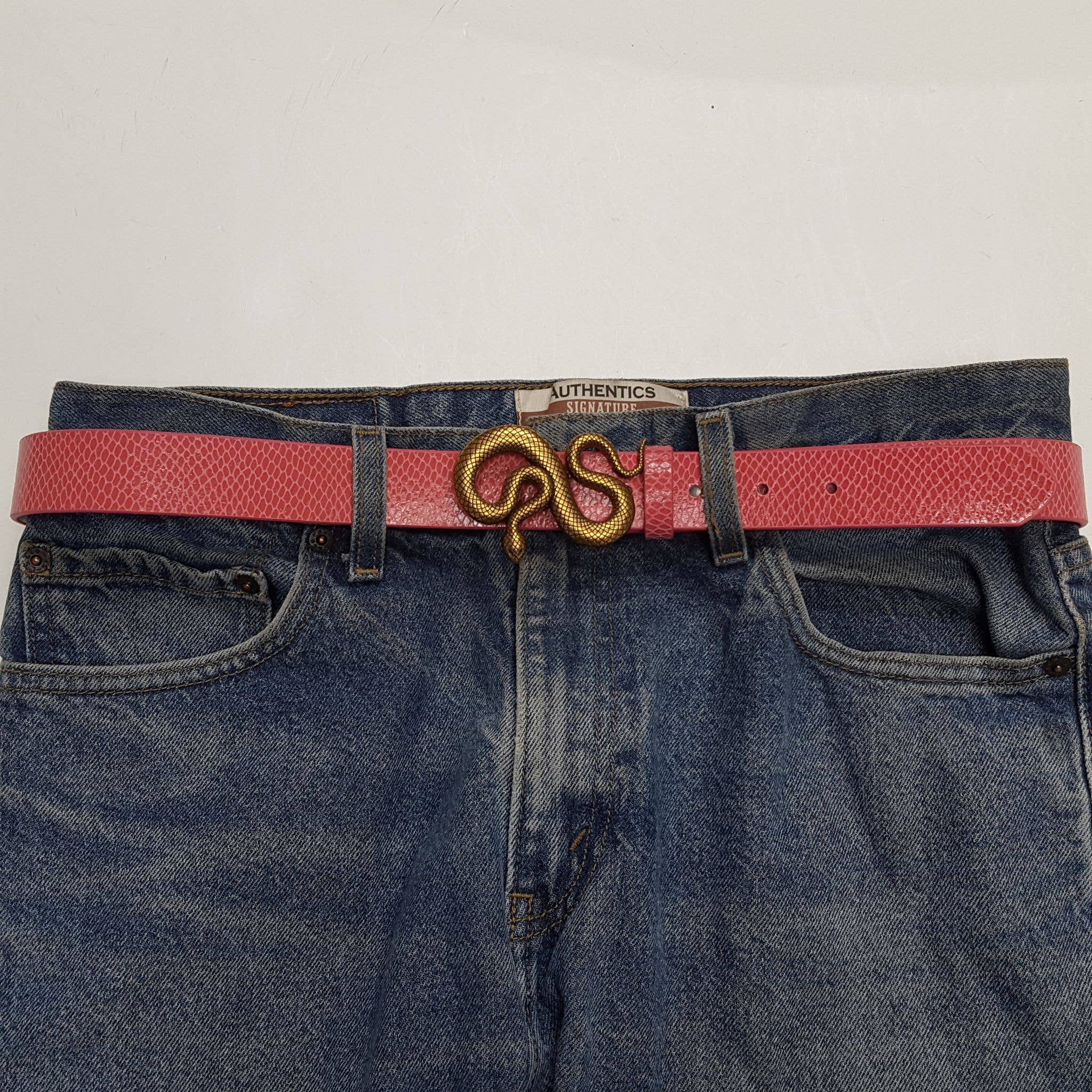 Axesoria West - Vente Ceinture – femme - Ceinture en cuir imprimé Snake avec boucle Snake2