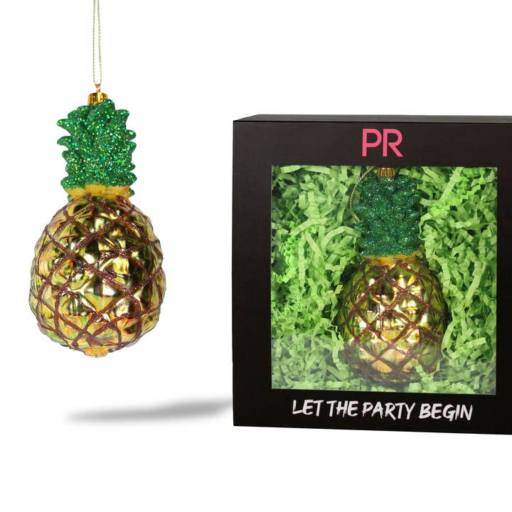Party Rock- Pineapple Glass Ornament for wholesale by Party Rock Ornaments