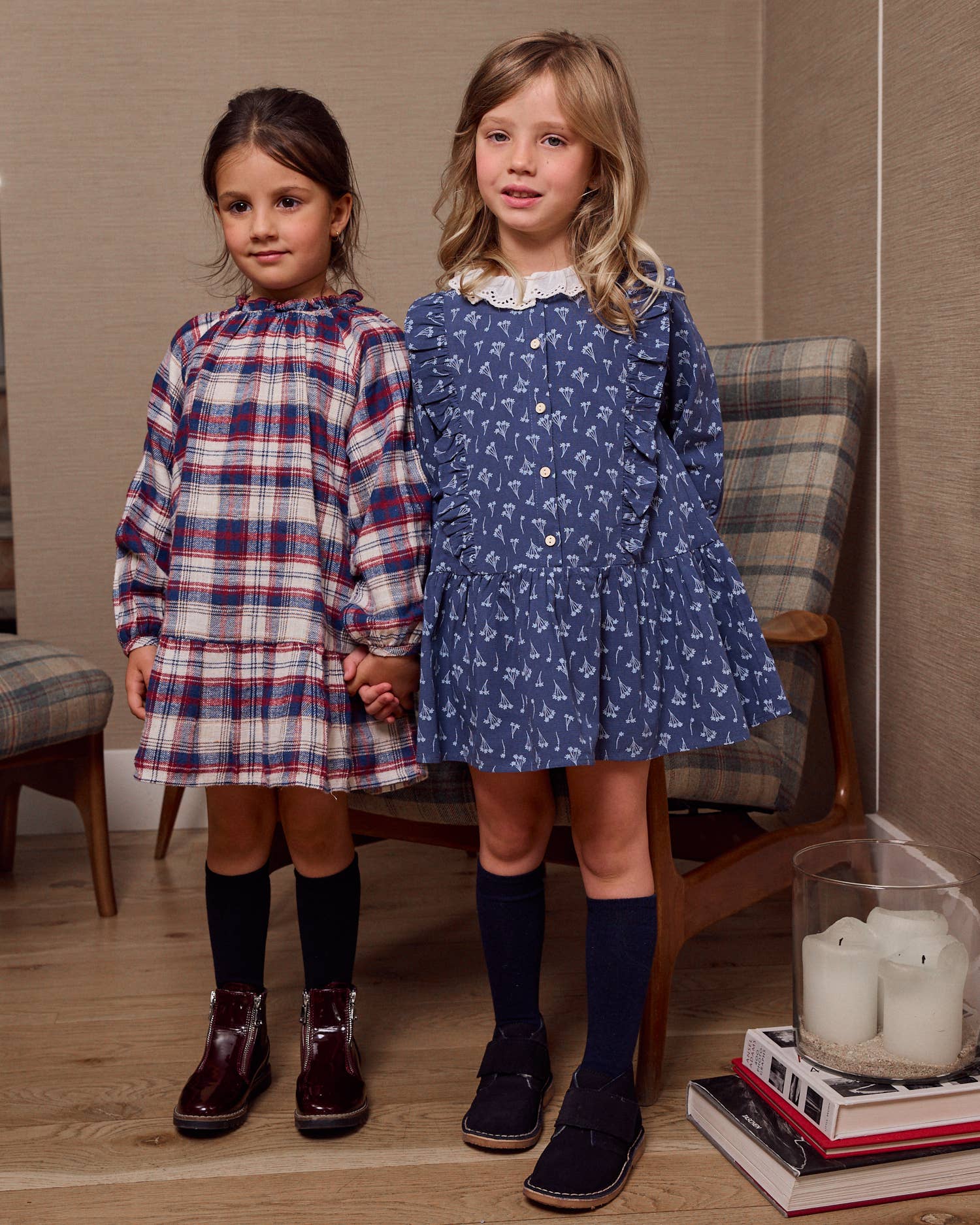 Dadati - Wholesale Dress - Kids - Blue and maroon plaid flannel dress8