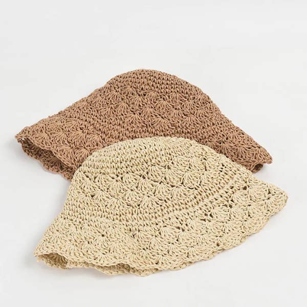 One and Only Accessories - Wholesale Bucket Hat - Women's - HANDMADE CROCHET FOLDABLE STRAW BUCKET HAT 3