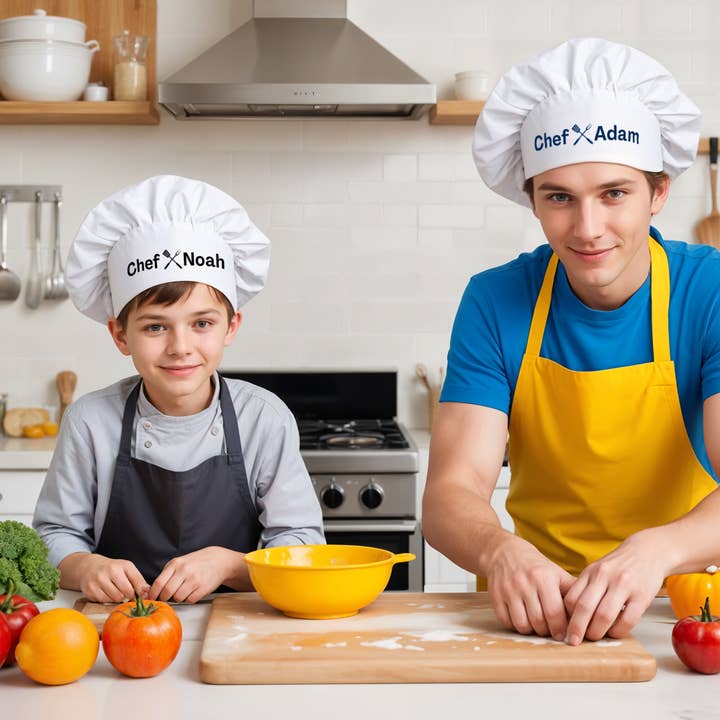 Gradzo - Wholesale Hat Accessory - Men's - Custom Chef Hat – Printed Name and BBQ Grill Design