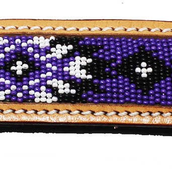 Violet brun Collier pour chien en cuir rembourré à perles florales usiné à la main 60178 en vente sur Faire2