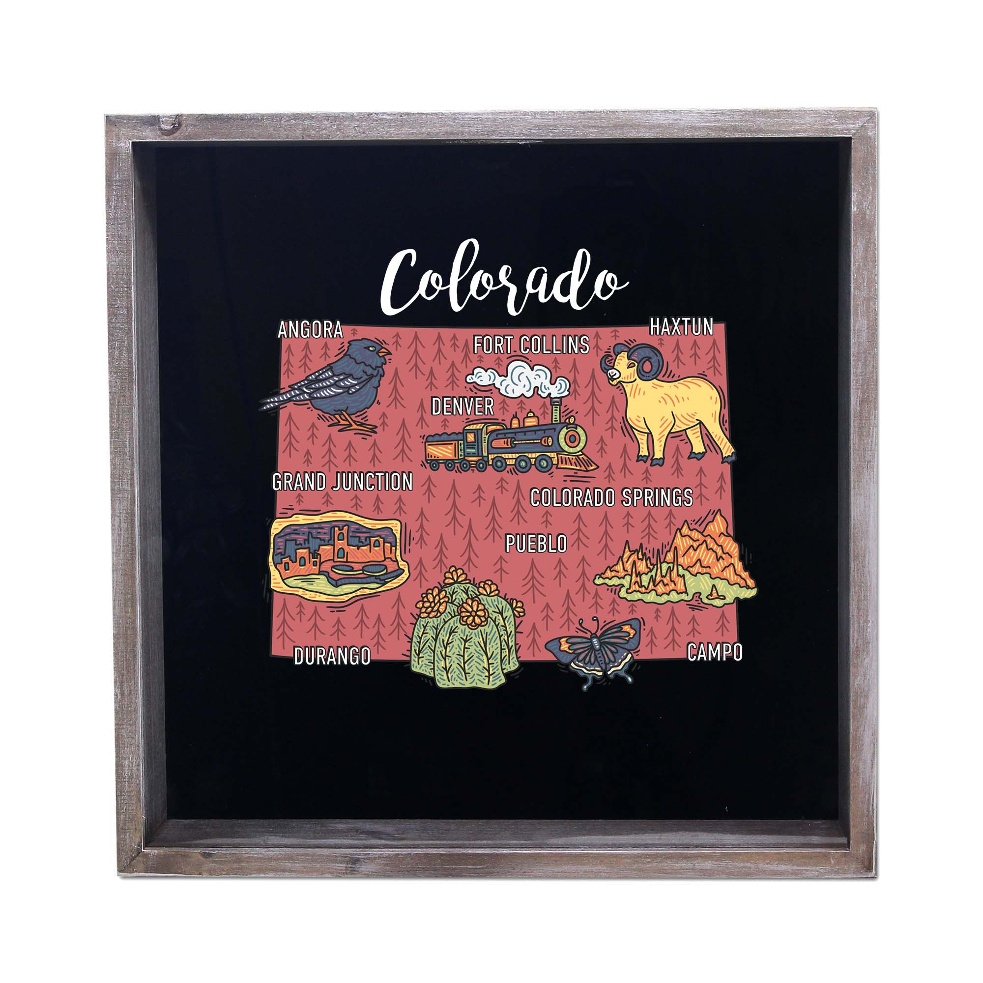 Torched Products - Wholesale Sign - State Map Design Shadow Box - Gray5