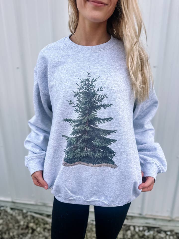 Vintage Christmas Fir Tree Tshirt or Crewneck for wholesale by Jolene's Boutique