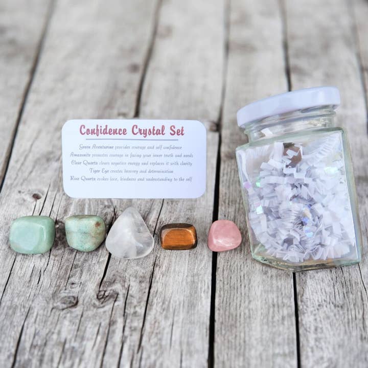 Mindful Intentions® - Wholesale Spiritual Stone/Crystal - Confidence Crystal Set in Jar