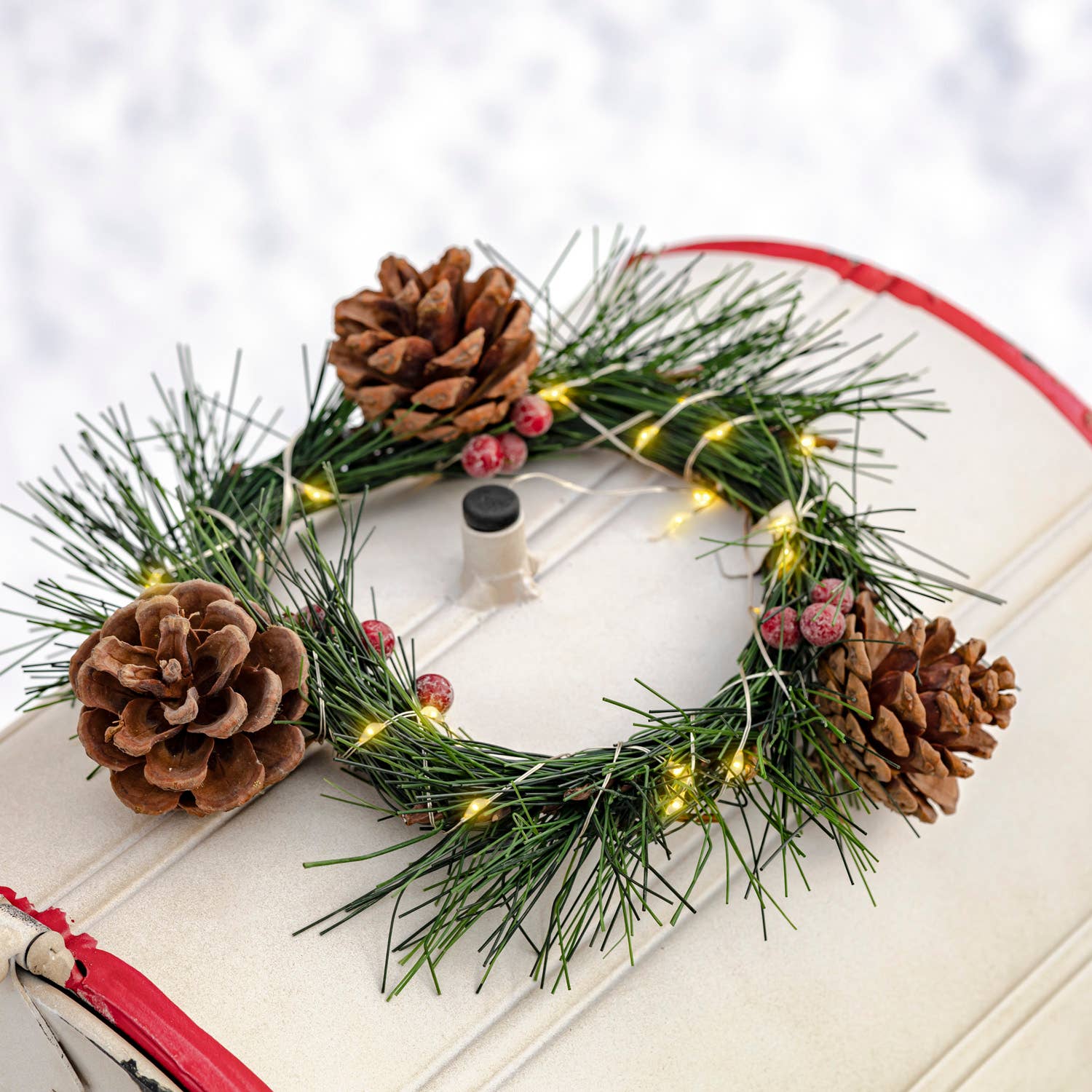 Zaer Ltd. International - Wholesale Christmas Decoration - Standing Christmas Mailbox w/Light up Wreath- in Red / White2