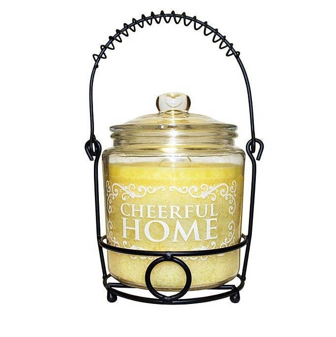 Arcucci Trade Srl - Venta al por mayor Velas en tarros - VELA AROMÁTICA CHEERFUL HOME DE 26 OZ CON PORTAVELAS0