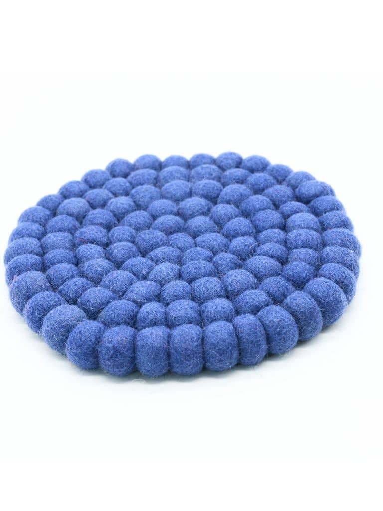Woollyfelt - Wholesale Trivet - Navy Blue Felt Ball Wool Trivet Sets1