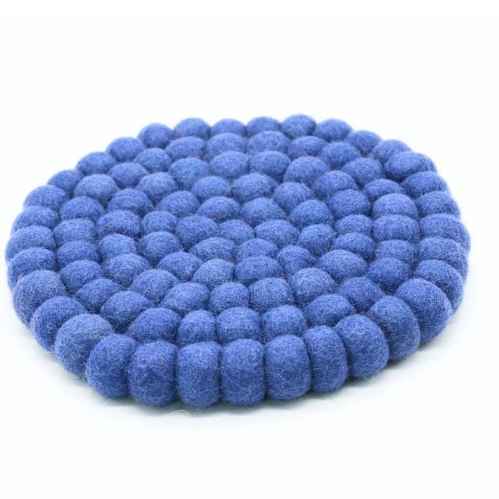 Woollyfelt - Wholesale Onderzetter - Marineblauwe vilten bal wollen onderzettersets1