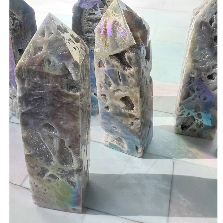 Sow the Magic - Wholesale Spiritual Stone/Crystal - Aura Sphalerite Druzy Quartz Crystal Point5