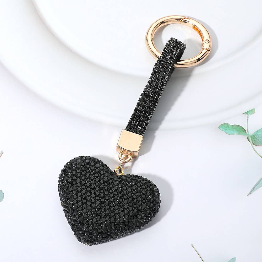 Sensibling Corp. – Engroshandel Nøglering - Dame – Bling-besat hjerte nøglering / taskesmykke1