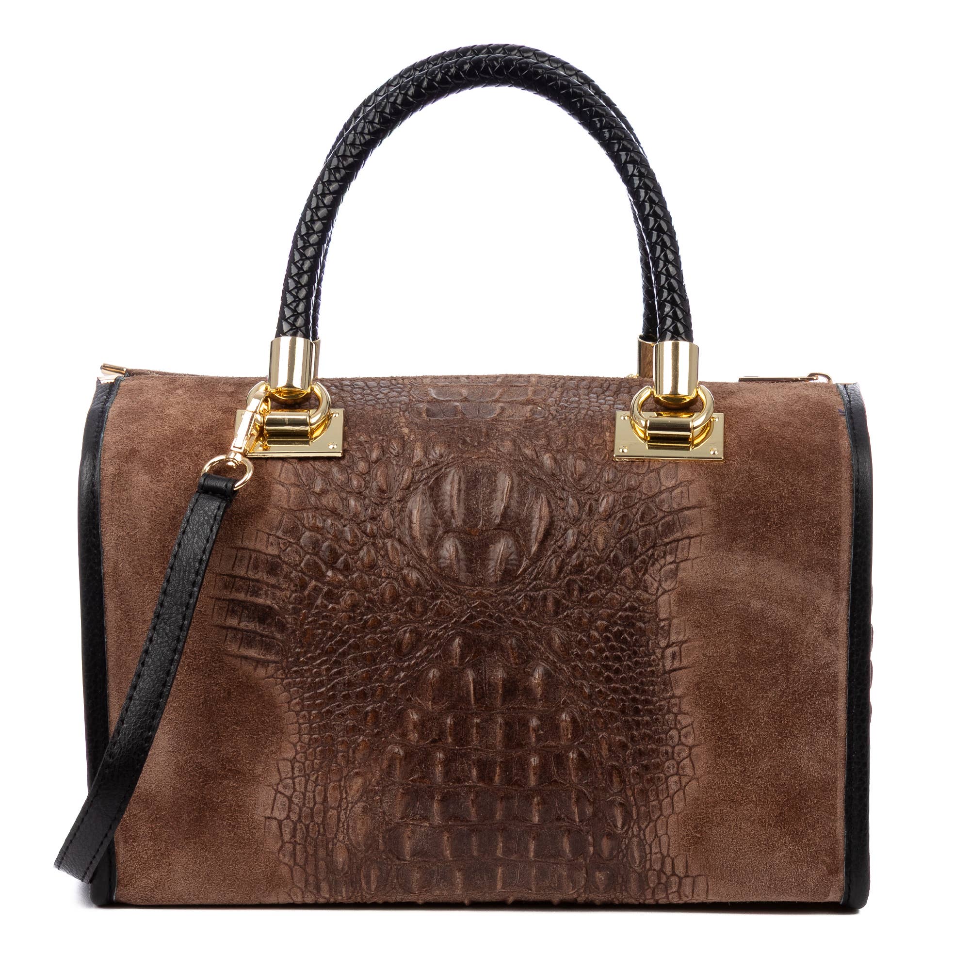 FIRENZE ARTEGIANI - Wholesale Top Handle Bag - Women's - Anacapri Women's Tote Bag. Genuine Suede Crocodile Leather.15