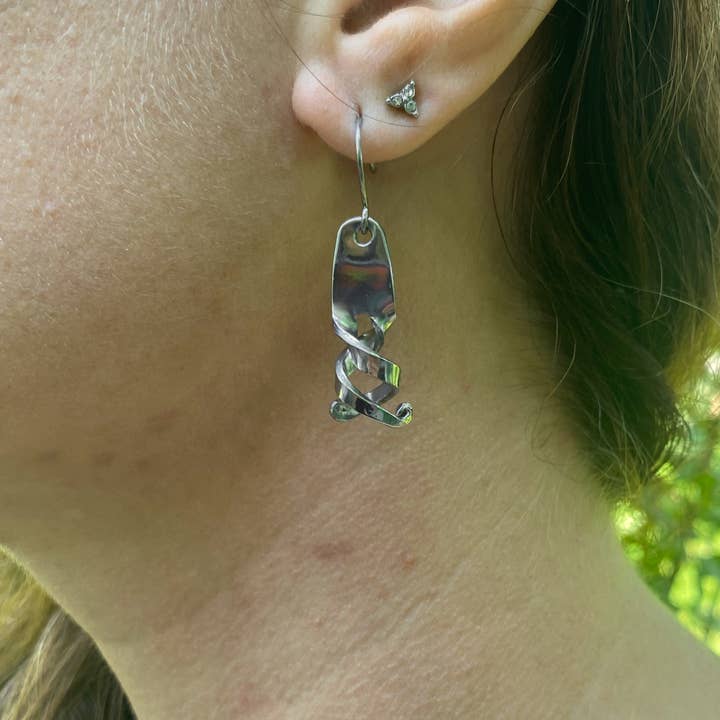 Marchello Art - Wholesale Dangle Earrings - Stainless Steel Spiral Recycled Escargot Fork Earrings