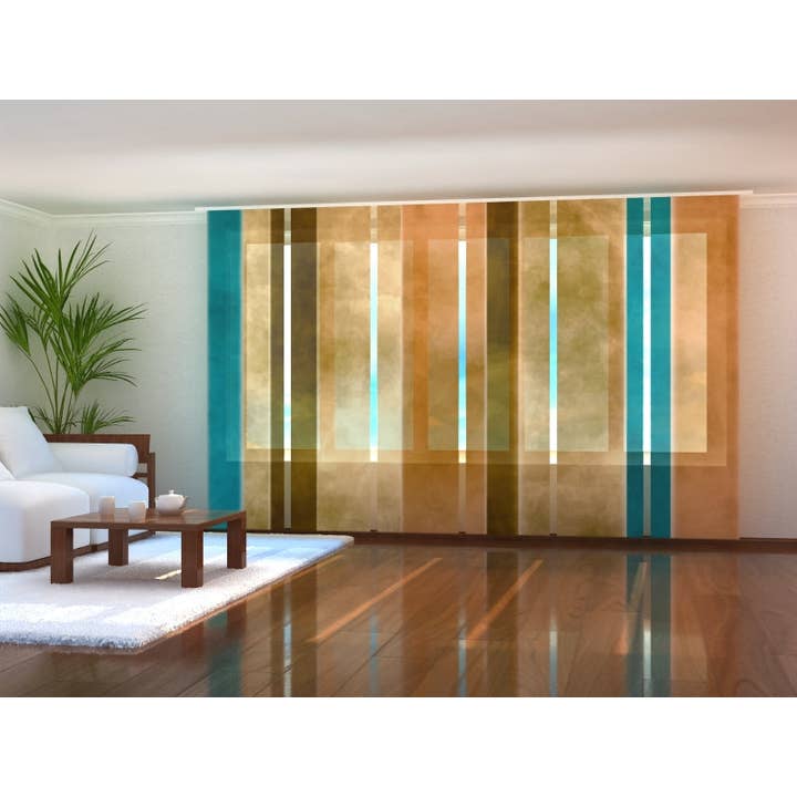 Set mit 6 pastellfarbenen abstrakten gestreiften Schiebevorhängen für den Großhandel von IlyDecor