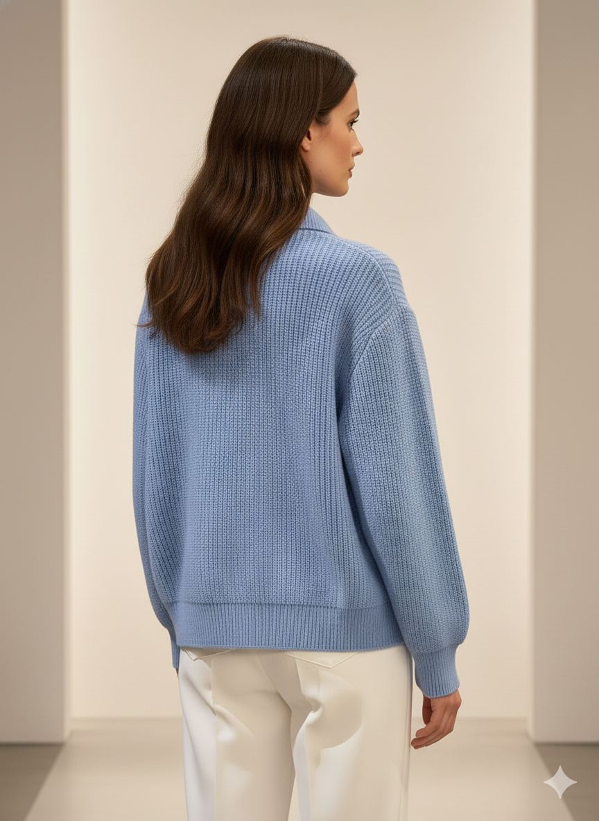 CCIC New York - Vente Cardigan – femme - Cardigan en maille à col polo, coupe ample à double boutonnage9