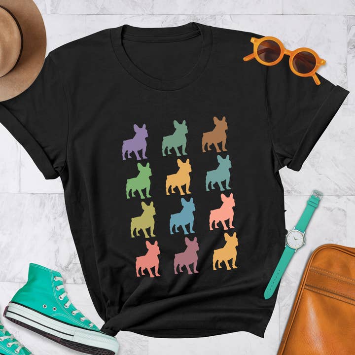 Vivtrek - Wholesale Screen Printed T-Shirt - Women's - French Bulldog Shirt Cute Funny Dog Lover Vintage Tee 512