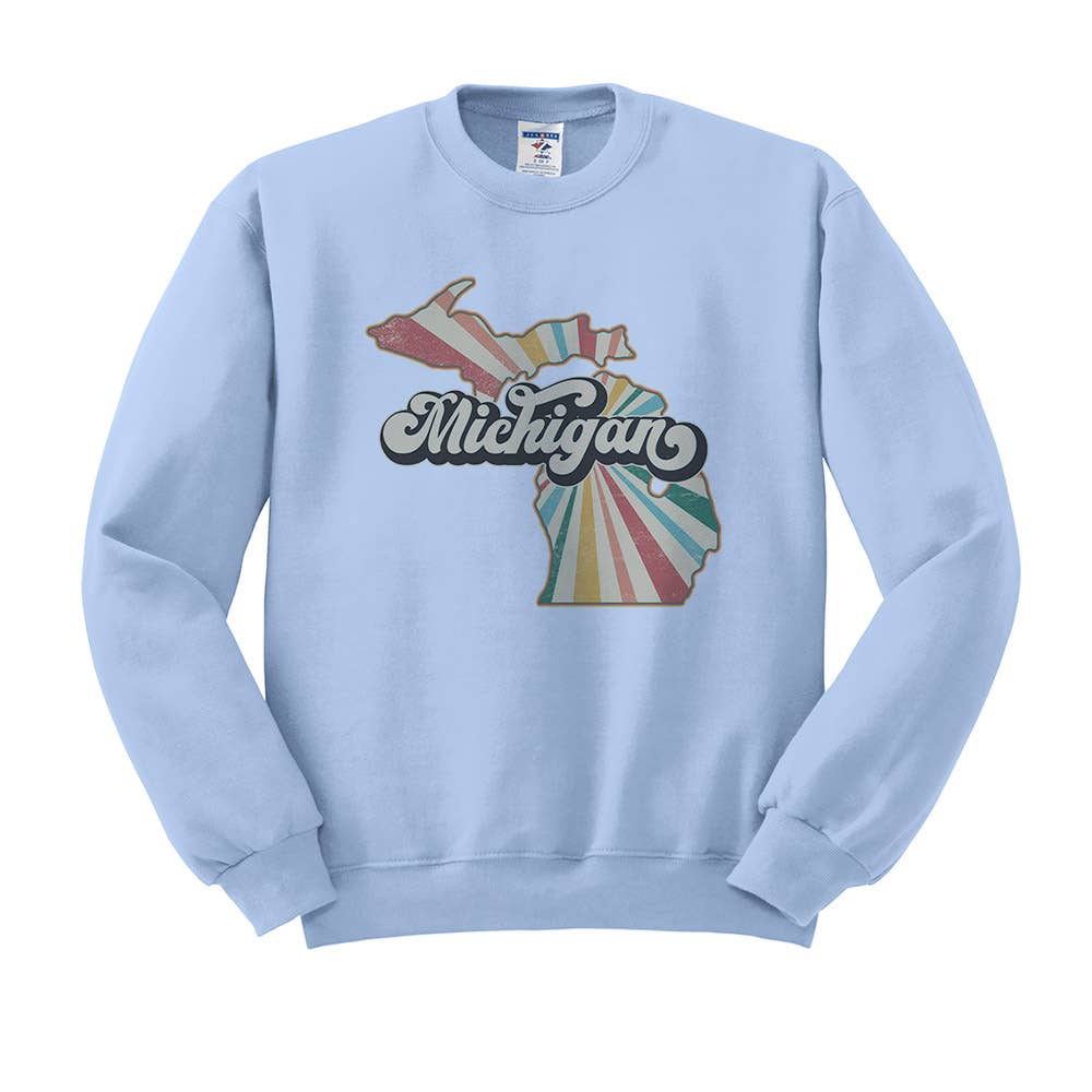 Lucky Luna Apparel - Wholesale Graphic Sweatshirt - Women's - Retro Michigan Crewneck Sweatshirt0