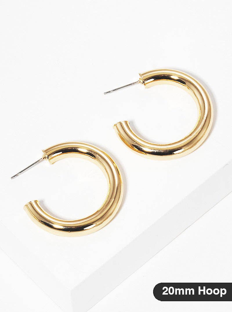 Wild Honey - Wholesale Hoop Earrings - 20mm Bold Brass Hollow Hoop Earrings0