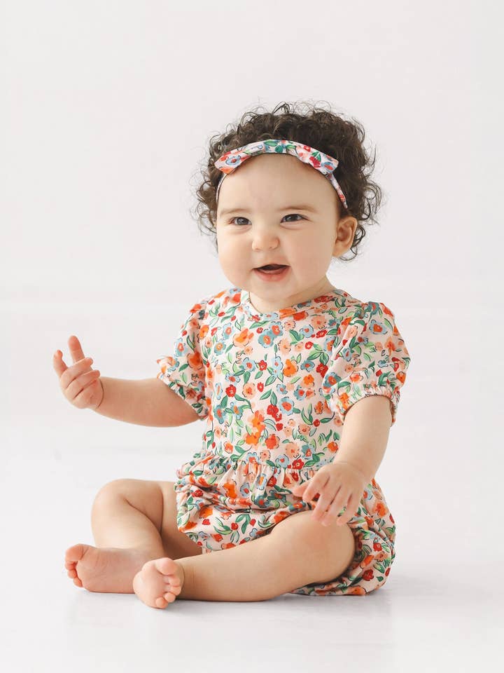 Florentine Short Gathered Sleeve Romper for wholesale by mabel + honey