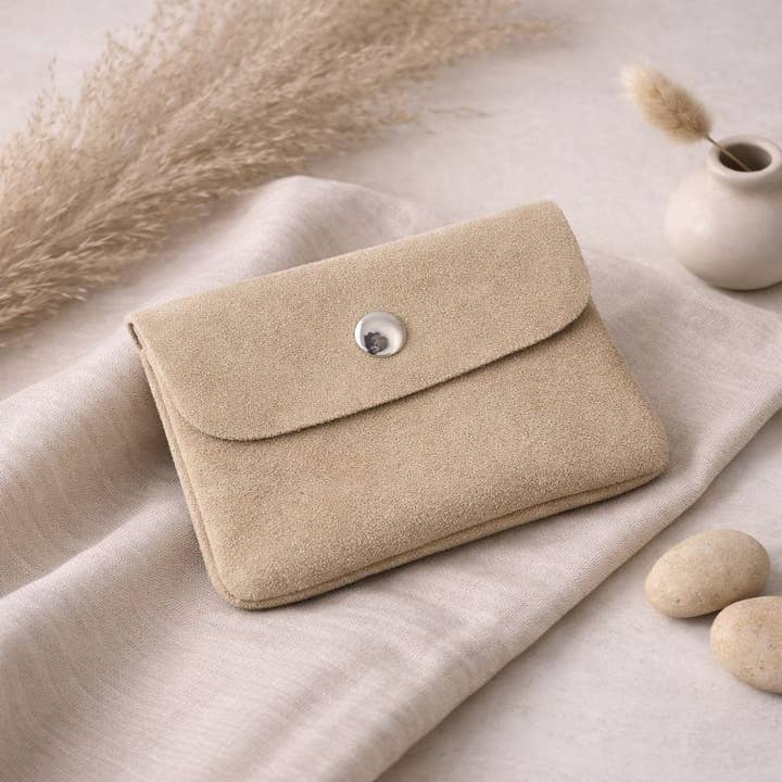 Mini-Geldbörse Wildleder Beige für den Großhandel von Ibiza Boutique