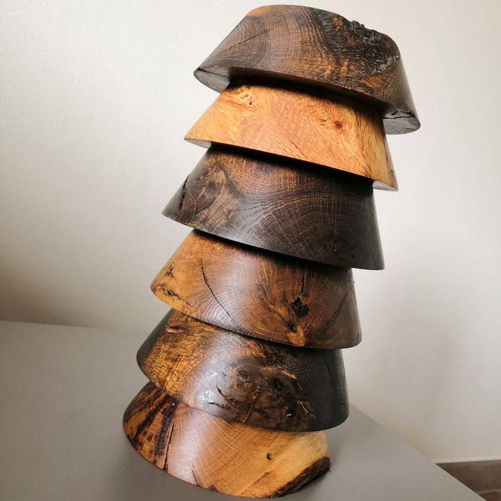 Large size wooden rugby ball holder (solid oak tee) for wholesale by Ben et Flo