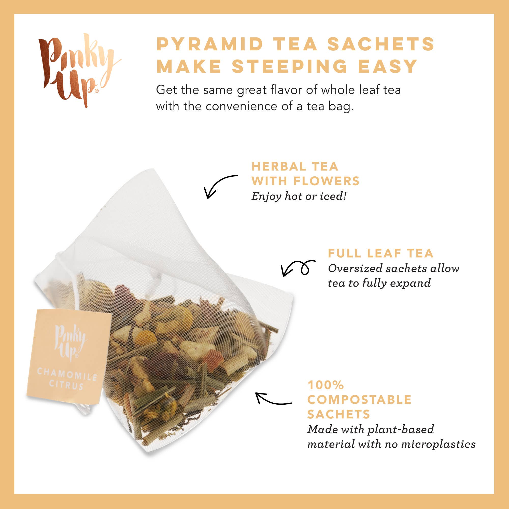 Pinky Up - Wholesale Tea Bags - Chamomile Citrus Herbal Tea 15 Sachets5