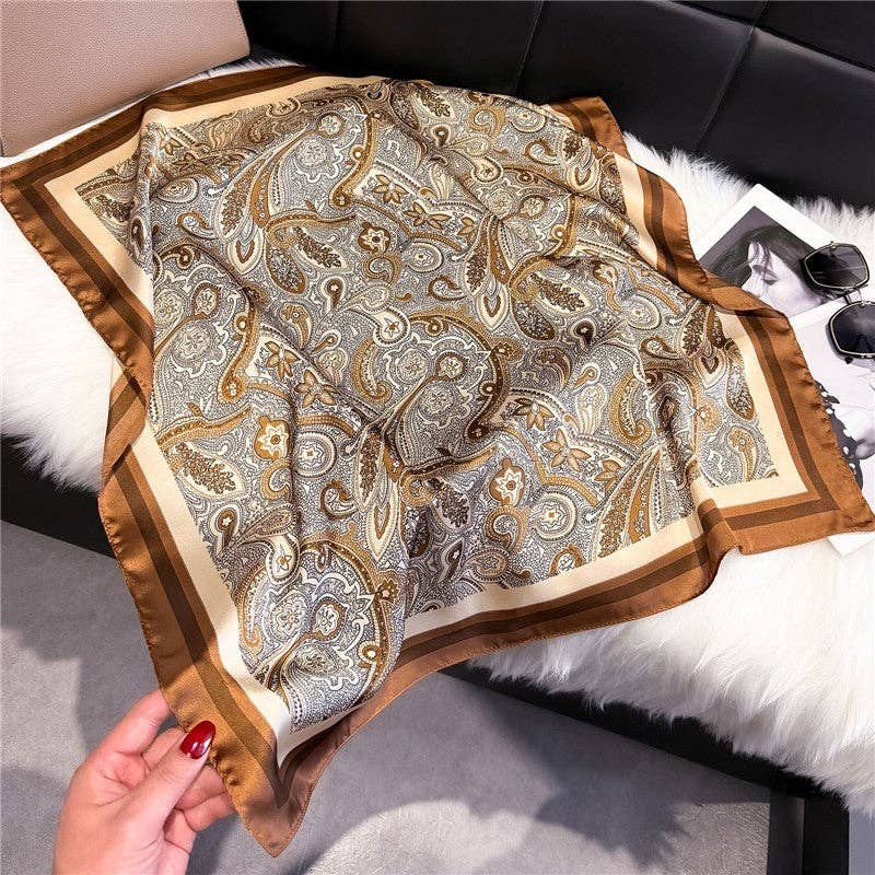 FurDecoration - Wholesale Scarf - Women's - Printed Satin Square Scarf2