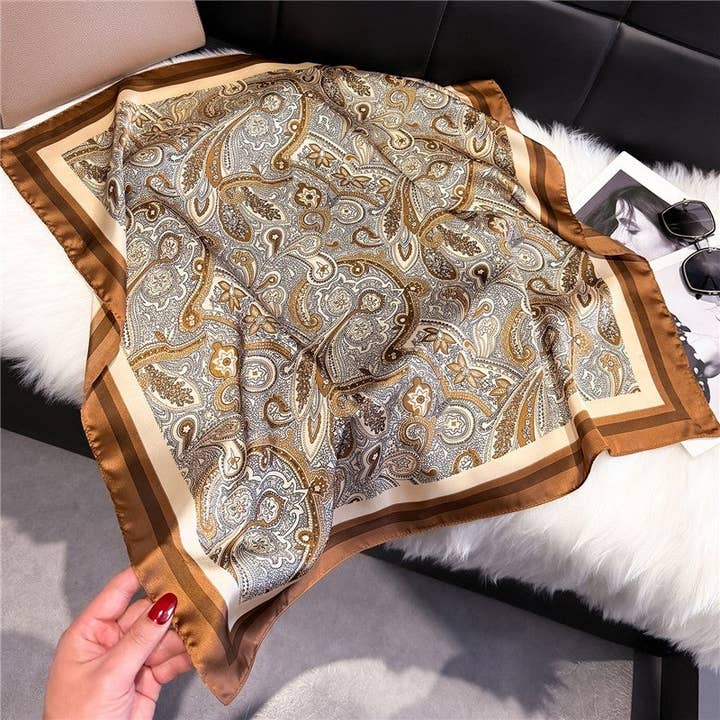 FurDecoration - Wholesale Scarf - Women's - Printed Satin Square Scarf2