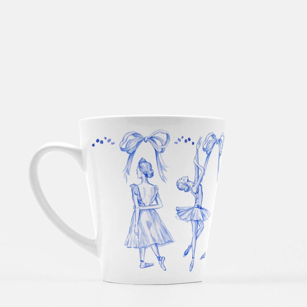 Simply Jessica Marie - Wholesale Coffee Mug - Blue and White Ballerinas Watercolor Latte Mug2