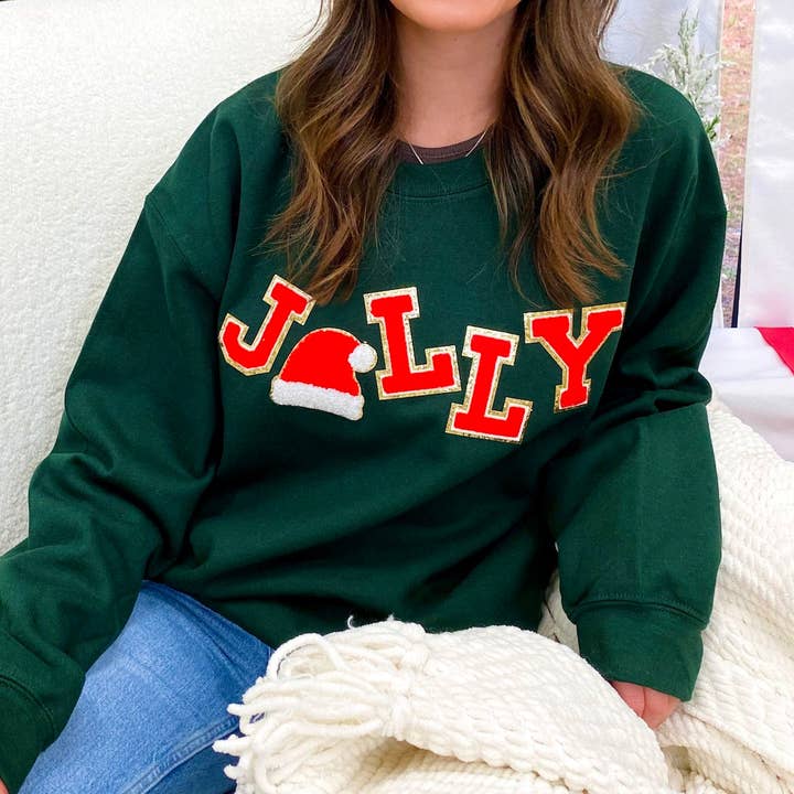 'Jolly Babe' Santa Letter Patch Sweatshirt for wholesale by United Monograms