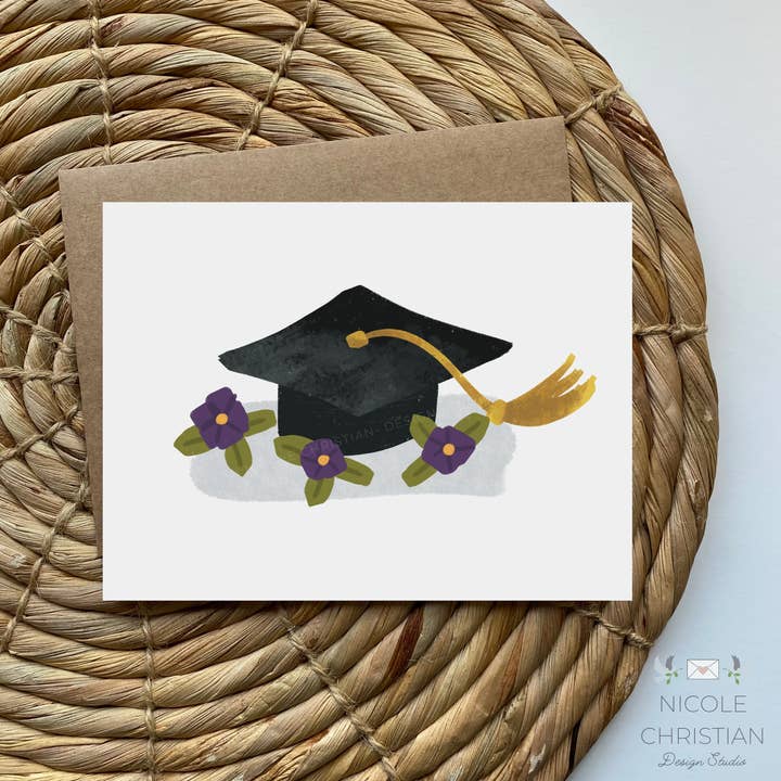 Graduation Cap - Greeting Card for the Graduate for wholesale by Nicole Christian - Illustration